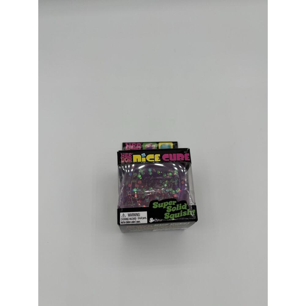 Schylling NeeDoh Purple Nice Cube Glitter & Glow Super Solid Squishy Toy Sensory